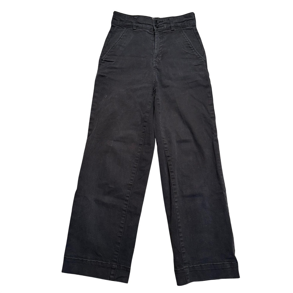 Everlane Way-High Sailor Pants Womens 00 Black Excellent Wide Leg Organic Cotton